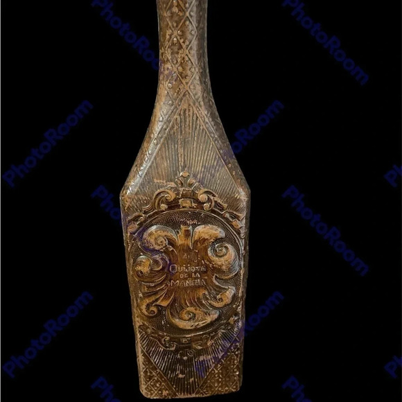 Leather Face Decanter Bottle El Quijote De La Mancha 13” High - Picture 7 of 13